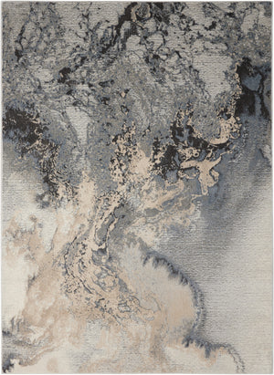 Homeroots 5' X 7' Gray Blue And Ivory Abstract Area Rug  Polyester 556088