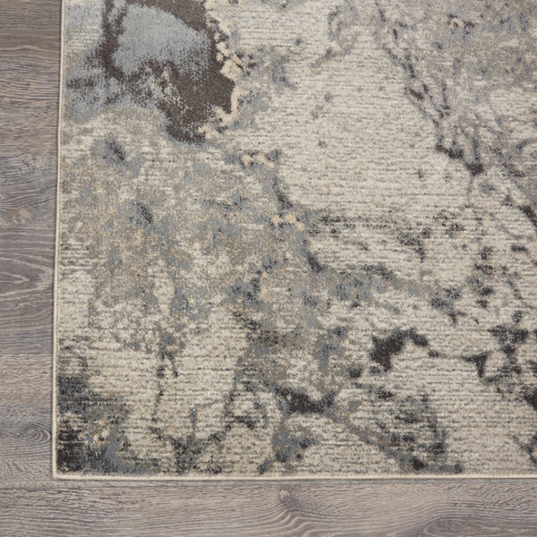 HomeRoots 4' Gray Blue and Ivory Abstract Area Rug – Stylish, Durable, and Easy-Care for Modern Homes 4' X 6' 556089