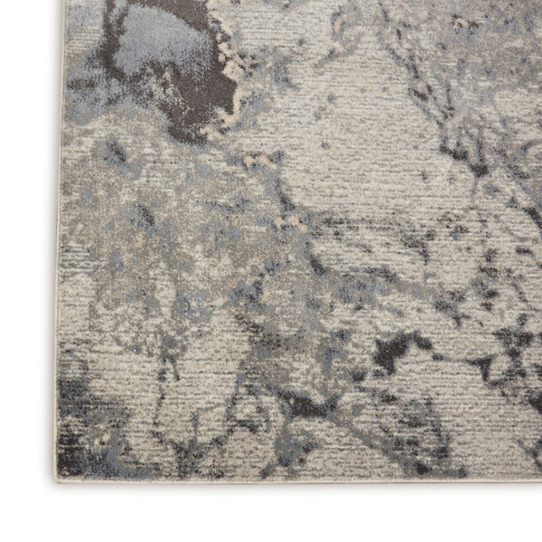 HomeRoots 4' Gray Blue and Ivory Abstract Area Rug – Stylish, Durable, and Easy-Care for Modern Homes 4' X 6' 556089