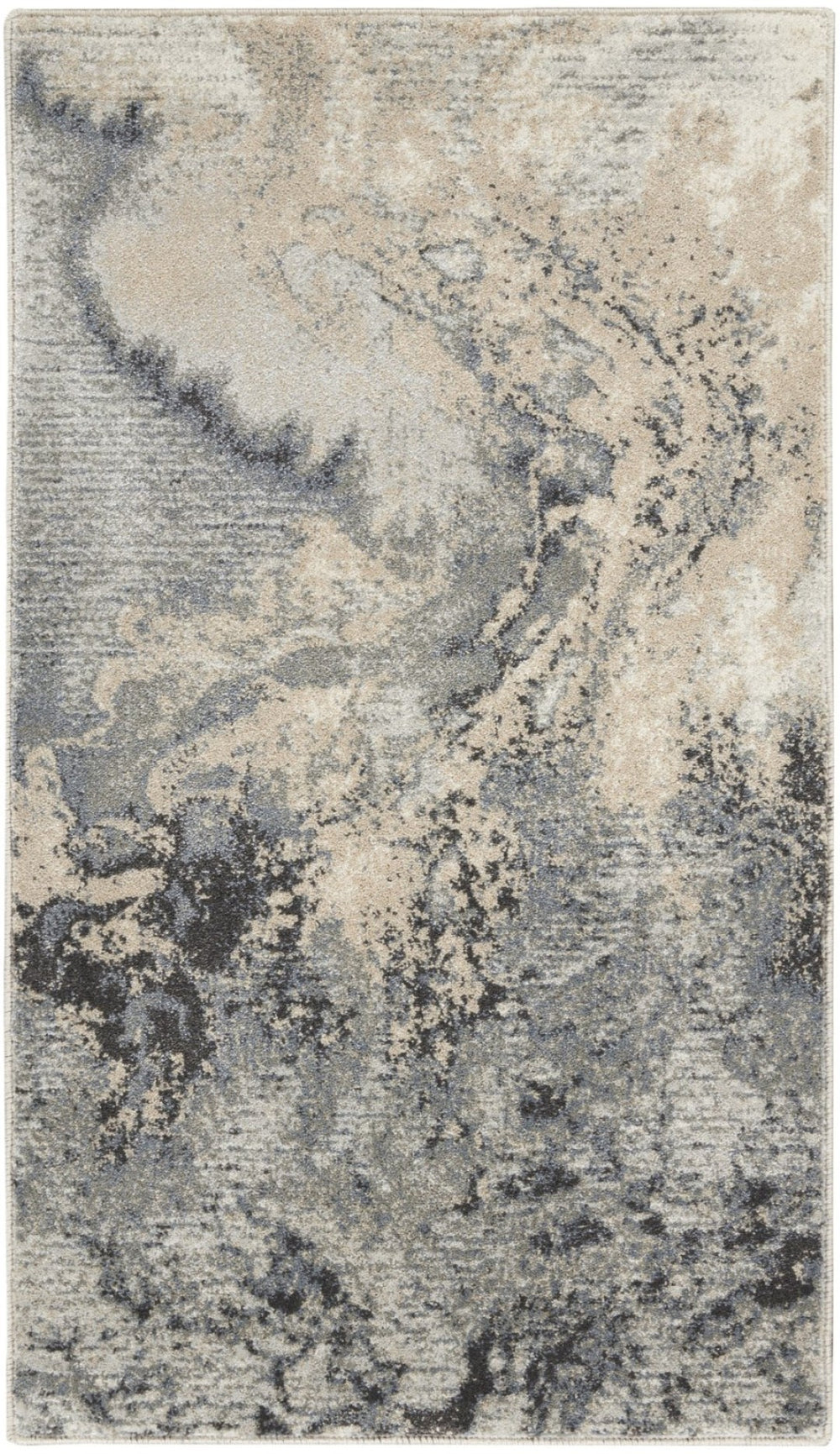 HomeRoots 4' Gray Blue and Ivory Abstract Area Rug – Stylish, Durable, and Easy-Care for Modern Homes 4' X 6' 556089