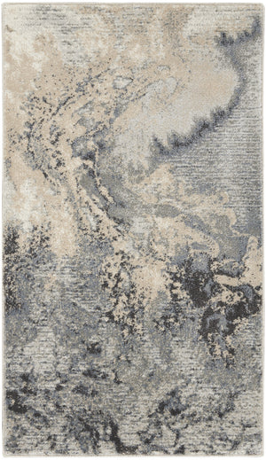 Homeroots 4' X 6' Gray Blue And Ivory Abstract Area Rug  Polyester 556089