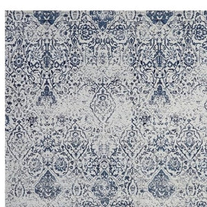Homeroots 8' X 10' Navy Blue And Ivory Damask Distressed Area Rug  Polyester 556095