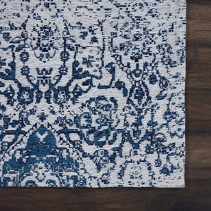 Homeroots 8' X 10' Navy Blue And Ivory Damask Distressed Area Rug  Polyester 556095