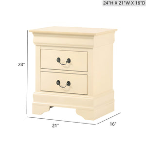 English Elm Classic Beige Nightstand Two-Drawer 24"H x 21"W x 16"D – Durable Particle Board, Warm Neutral Accent for Bedroom Decor B078107854
