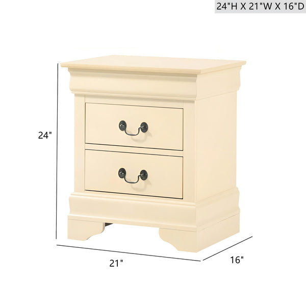 English Elm Classic Beige Nightstand Two-Drawer 24"H x 21"W x 16"D – Durable Particle Board, Warm Neutral Accent for Bedroom Decor B078107854