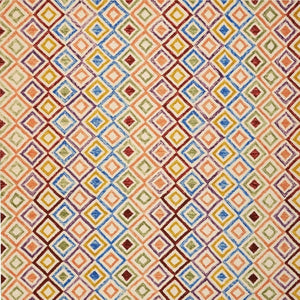 HomeRoots 4' Hand-Tufted Wool Area Rug with Geometric Ivory, Blue, and Red Design for Modern Bohemian Spaces 8' X 11' 556105