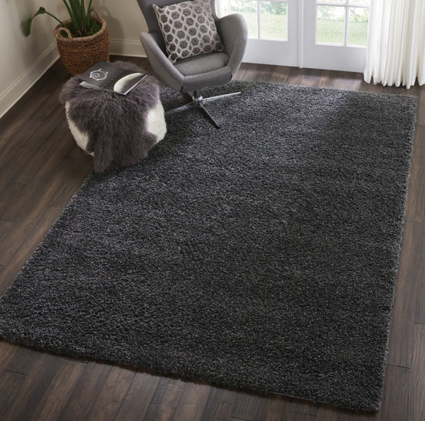 HomeRoots 7' Gray Shag Area Rug - Plush, Stain-Resistant, Soft Pile for Modern Interiors and Cozy Spaces 7' X 10' 556116