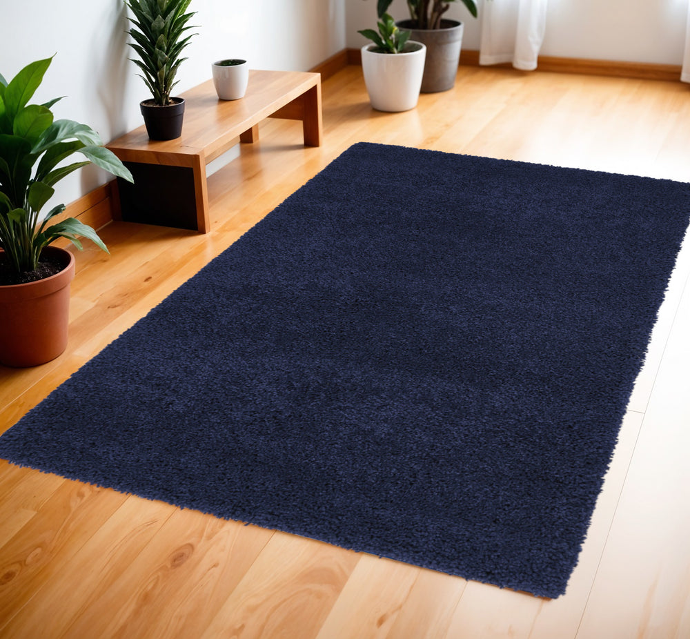 Homeroots 4' X 6' Blue Shag Area Rug  Polypropylene 556119