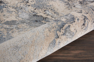 Homeroots 5' Gray Blue And Ivory Abstract Round Rug  Polyester 556124