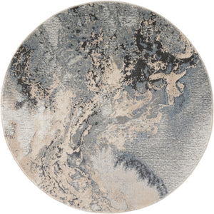 Homeroots 5' Gray Blue And Ivory Abstract Round Rug  Polyester 556124