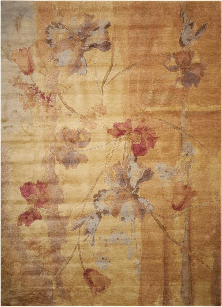 HomeRoots Floral Area Rug Cottage Style Power Loomed Polyester Low Pile for Living Room or Bedroom 5' x 7' 556132