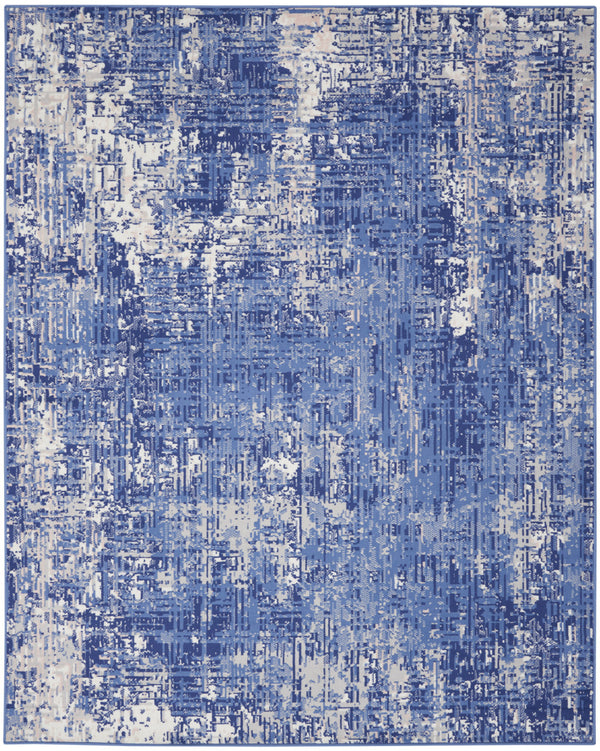 Homeroots 7' X 10' Ivory And Blue Abstract Distressed Area Rug  Polypropylene 556171