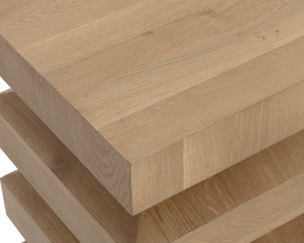 Sunpan Cormac End Table - Handcrafted Solid Acacia Wood with Unique Textures for Stylish Living Spaces Rustic Oak