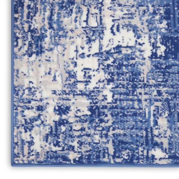HomeRoots 8' Abstract Distressed Area Rug in Ivory and Blue – Modern, Durable Design for High-Traffic Spaces 8' X 10' 556173