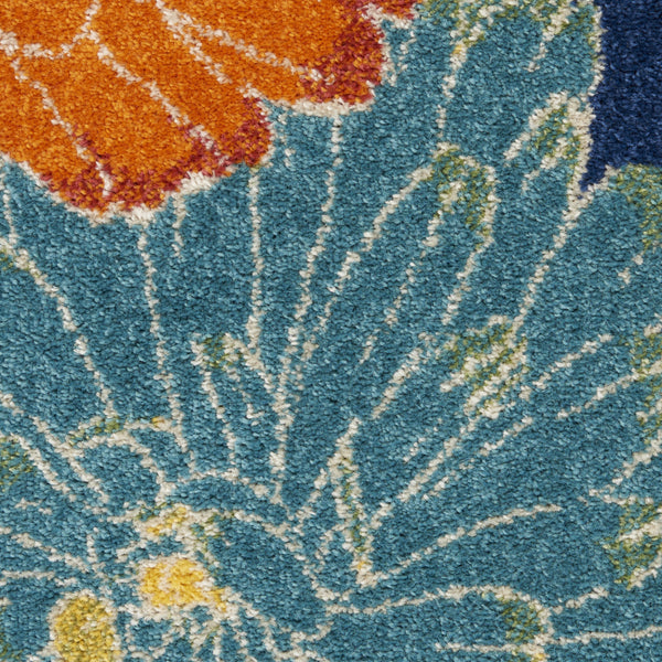 Homeroots 4' X 6' Blue Floral Power Loom Area Rug  Polypropylene 556195