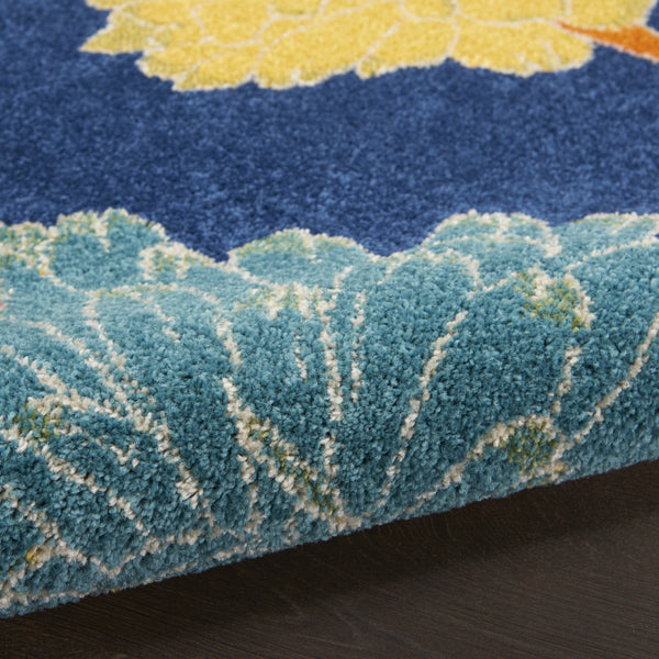 Homeroots 4' X 6' Blue Floral Power Loom Area Rug  Polypropylene 556195