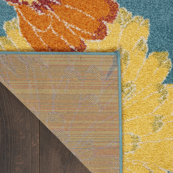 Homeroots 5' X 7' Blue Floral Power Loom Area Rug  Polypropylene 556199