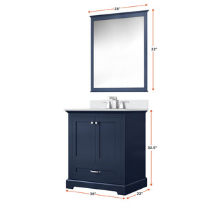 English Elm Navy Single Bath Vanity 30" W x 22" D with Cultured Marble Top, Soft-Close Drawer, Scratch-Resist B2731P258322