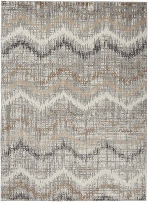 Homeroots 5' X 7' Ivory Gray And Brown Chevron Non Skid Area Rug  Polypropylene 556208