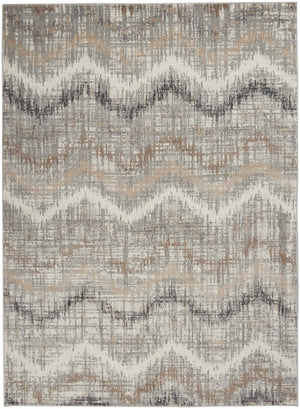 Homeroots 5' X 7' Ivory Gray And Brown Chevron Non Skid Area Rug  Polypropylene 556208