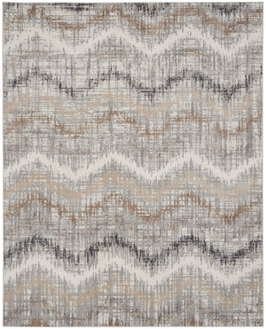 Homeroots 8' X 10' Ivory Gray And Brown Chevron Non Skid Area Rug  Polypropylene 556209