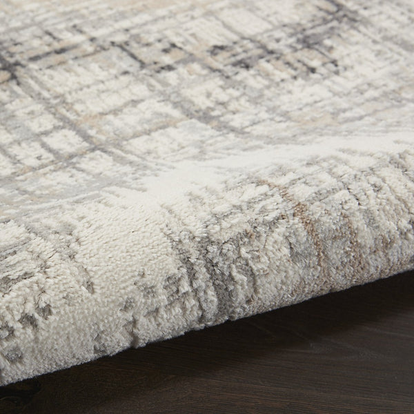 HomeRoots 9' Abstract Area Rug in Ivory, Gray & Brown – Durable, Stain-Resistant Design for Modern Spaces 8' X 10' 556209