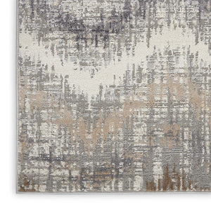 HomeRoots 9' Abstract Area Rug in Ivory, Gray & Brown – Durable, Stain-Resistant Design for Modern Spaces 8' X 10' 556209