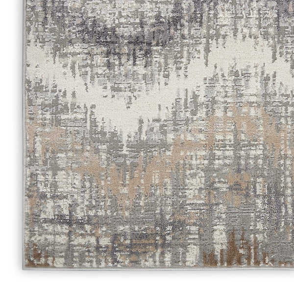 HomeRoots 9' Abstract Area Rug in Ivory, Gray & Brown – Durable, Stain-Resistant Design for Modern Spaces 8' X 10' 556209