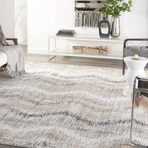HomeRoots 9' Abstract Area Rug in Ivory, Gray & Brown – Durable, Stain-Resistant Design for Modern Spaces 8' X 10' 556209