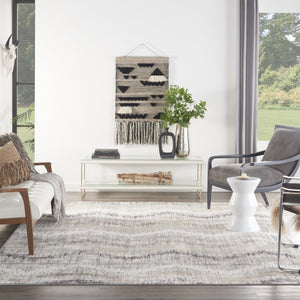 HomeRoots 9' Abstract Area Rug in Ivory, Gray & Brown – Durable, Stain-Resistant Design for Modern Spaces 8' X 10' 556209