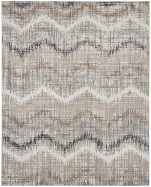 HomeRoots 9' Abstract Area Rug in Ivory, Gray & Brown – Durable, Stain-Resistant Design for Modern Spaces 8' X 10' 556209
