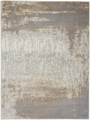 Homeroots 5' X 7' Gray And Ivory Abstract Non Skid Area Rug  Polypropylene 556214
