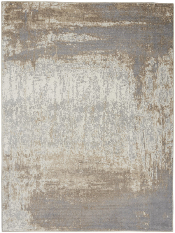 Homeroots 5' X 7' Gray And Ivory Abstract Non Skid Area Rug  Polypropylene 556214
