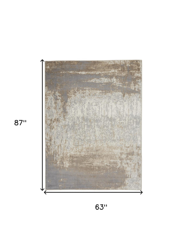 Homeroots 5' X 7' Gray And Ivory Abstract Non Skid Area Rug  Polypropylene 556214