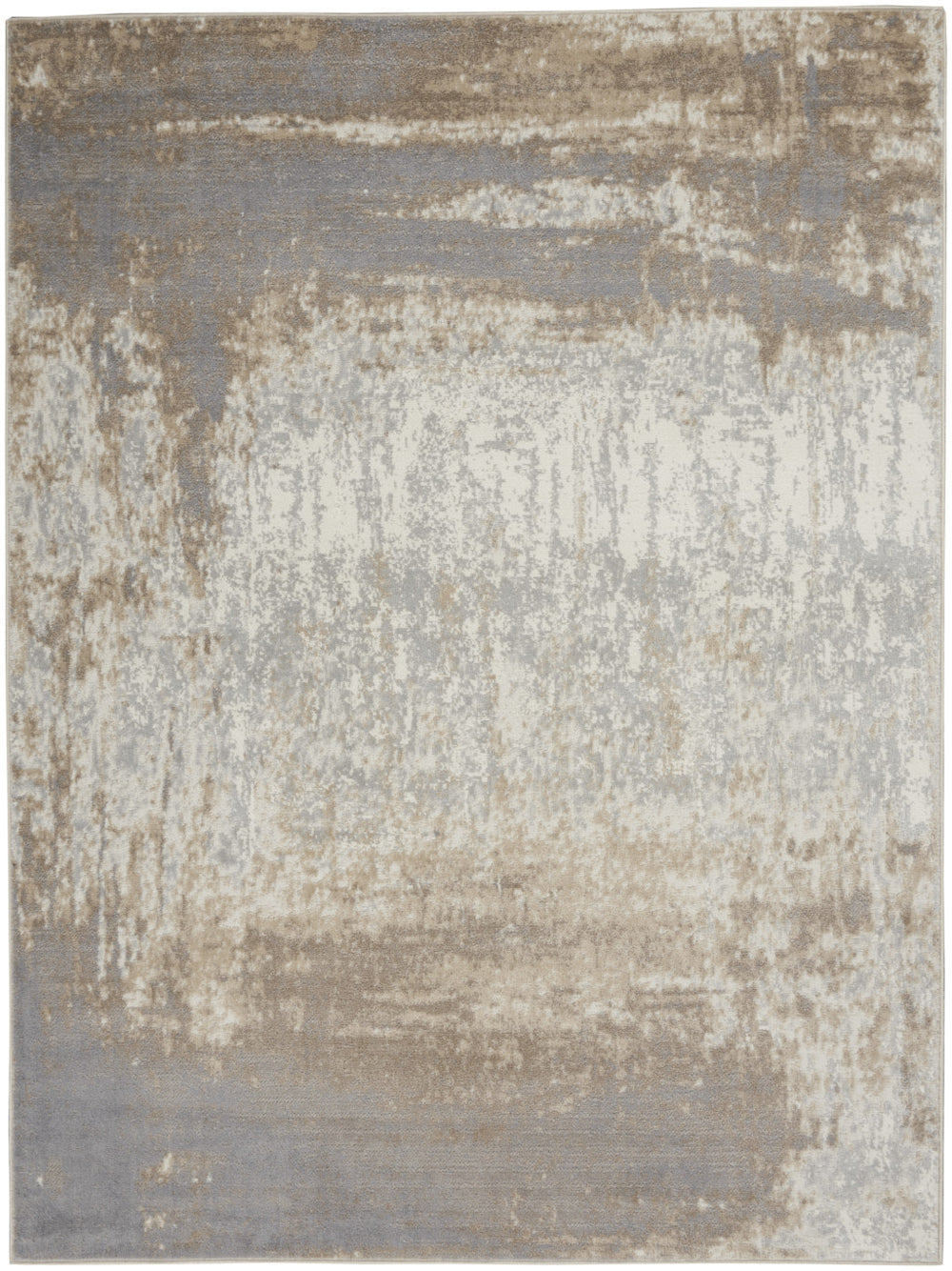 Homeroots 5' X 7' Gray And Ivory Abstract Non Skid Area Rug  Polypropylene 556214