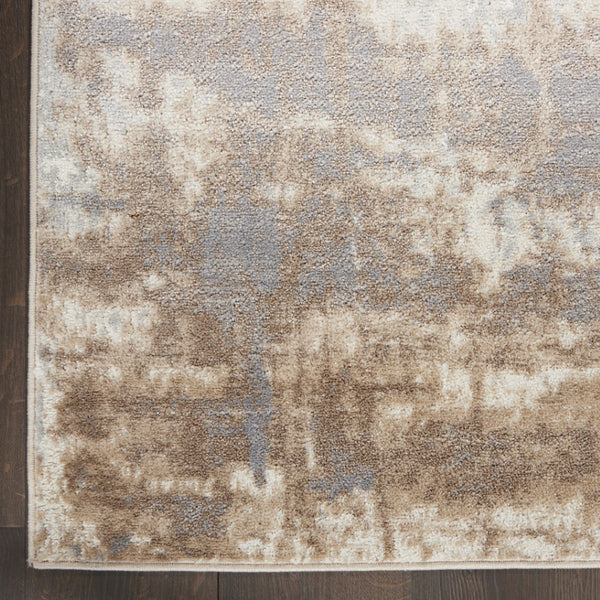 HomeRoots 9' Gray and Ivory Abstract Area Rug - Durable, Stain-Resistant Design for Modern Living Spaces 8' X 10' 556215