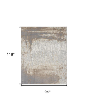 Homeroots 8' X 10' Gray And Ivory Abstract Non Skid Area Rug  Polypropylene 556215