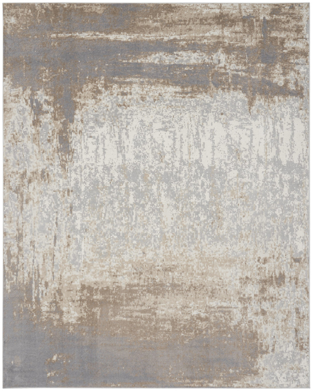 Homeroots 8' X 10' Gray And Ivory Abstract Non Skid Area Rug  Polypropylene 556215