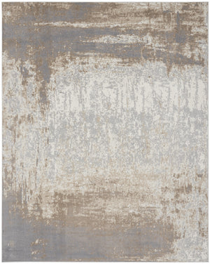 Homeroots 8' X 10' Gray And Ivory Abstract Non Skid Area Rug  Polypropylene 556215