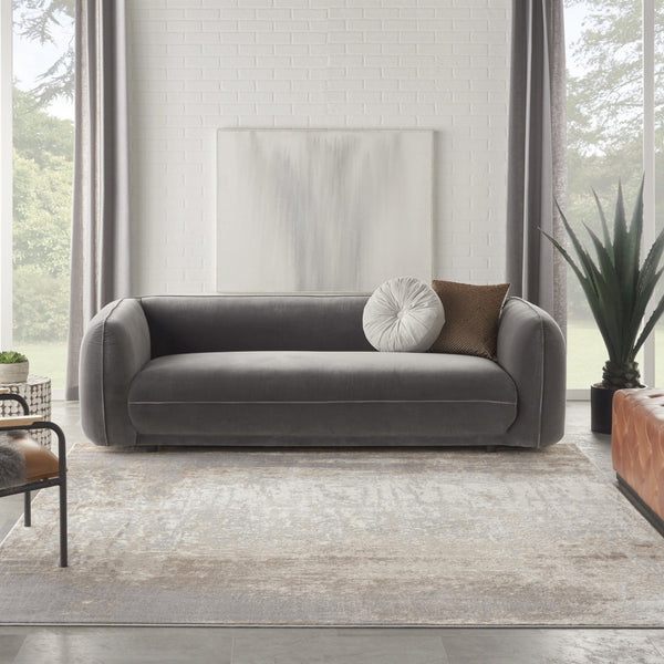 HomeRoots 9' Gray and Ivory Abstract Area Rug - Durable, Stain-Resistant Design for Modern Living Spaces 8' X 10' 556215