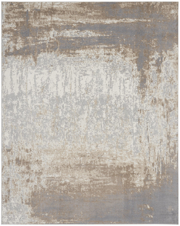 Homeroots 8' X 10' Gray And Ivory Abstract Non Skid Area Rug  Polypropylene 556215