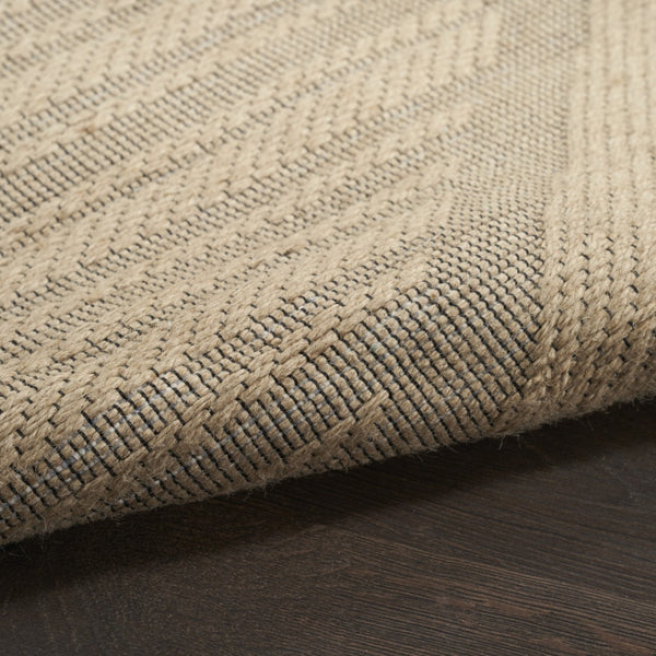 HomeRoots 8' X 10' Natural Beige Geometric Flatweave Area Rug with Tassel Fringe – Non-Skid, Durable Comfort 556239