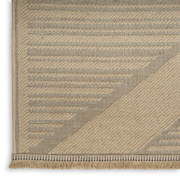 HomeRoots 8' X 10' Natural Beige Geometric Flatweave Area Rug with Tassel Fringe – Non-Skid, Durable Comfort 556239