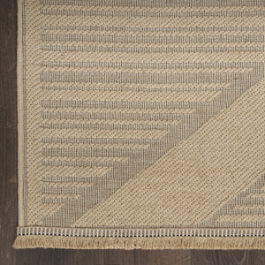 Homeroots 8' X 10' Natural & Beige Geometric Flatweave Rug With Fringe - Durable, Stylish, Non-skid Design!  Jute,Cotton,Polyester 556239