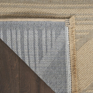 Homeroots 8' X 10' Natural & Beige Geometric Flatweave Rug With Fringe - Durable, Stylish, Non-skid Design!  Jute,Cotton,Polyester 556239