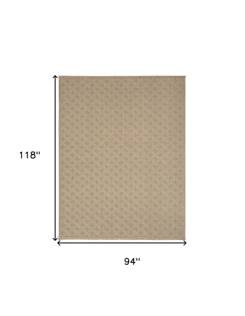 Homeroots 8' X 10' Natural Geometric Flatweave Rug With Fringe - Durable, Stylish, And Non-slip For Any Room  Jute,Cotton,Polyester 556242