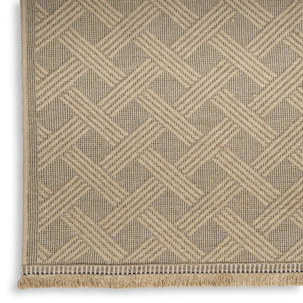 HomeRoots 8' Natural Geometric Flatweave Area Rug with Fringe - Durable, Stylish, Non-Slip Design for Any Room 8' X 10' 556242