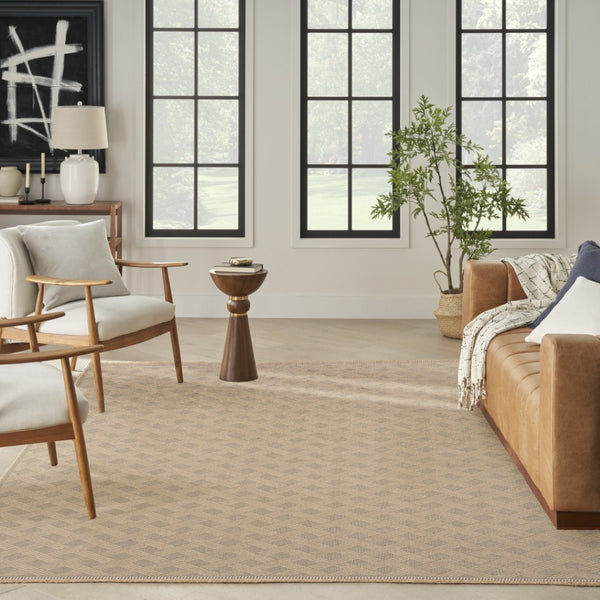 HomeRoots 8' Natural Geometric Flatweave Area Rug with Fringe - Durable, Stylish, Non-Slip Design for Any Room 8' X 10' 556242
