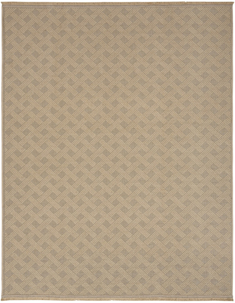 HomeRoots 8' Natural Geometric Flatweave Area Rug with Fringe - Durable, Stylish, Non-Slip Design for Any Room 8' X 10' 556242
