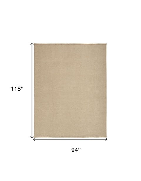 Homeroots 8' X 10' Natural Flatweave Non-skid Area Rug With Fringe - Stylish, Durable, And Versatile Home Accent  Jute,Cotton,Polyester 556245